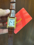 CARTIER TANK|| GOLD CASE WITH BROWN STRAP