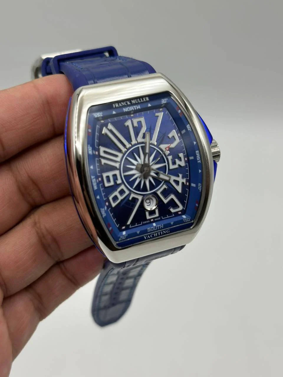 FRANCK MULLER || VANGUARD || SILVER CASE W/BLUE DIAL