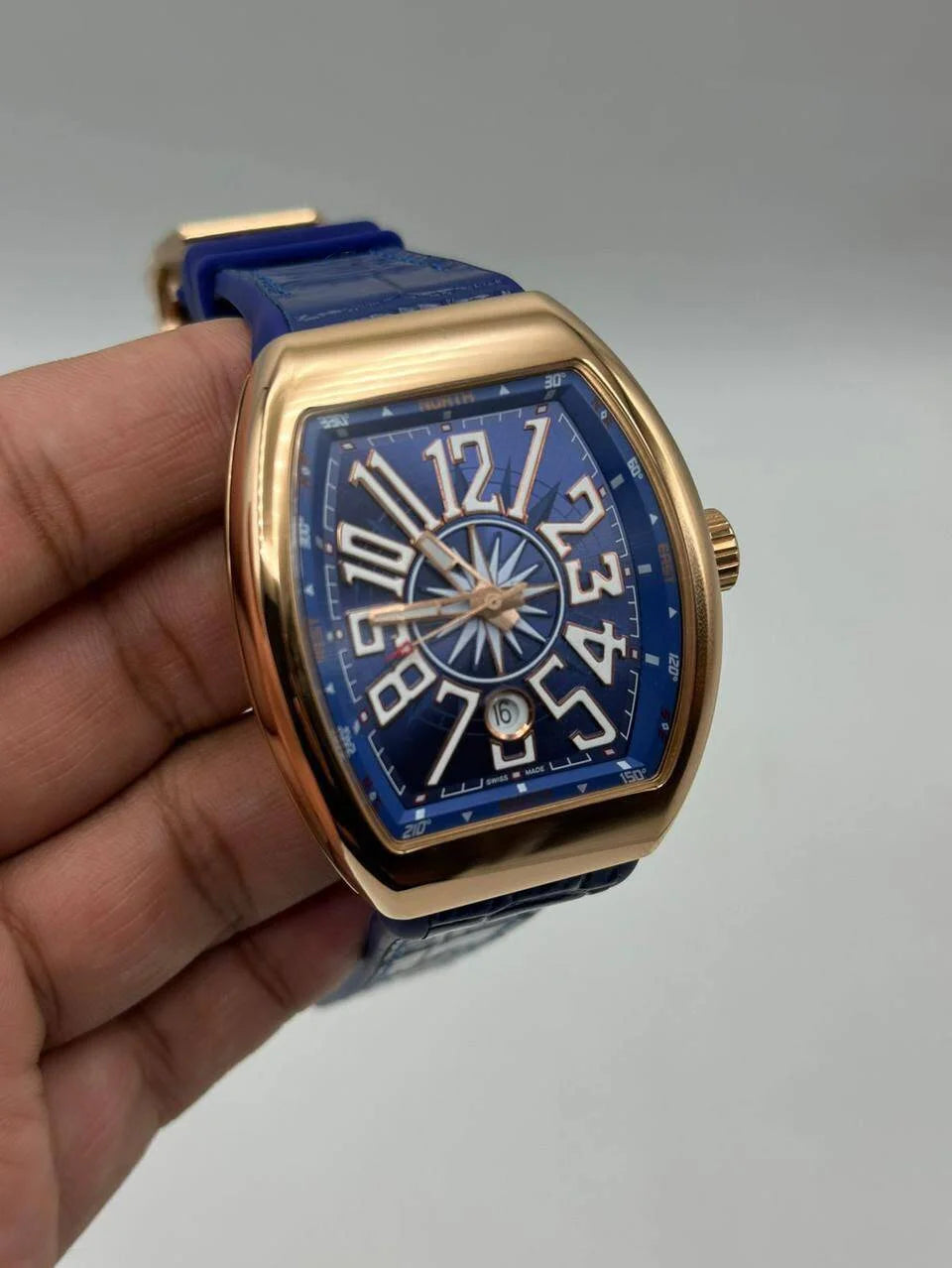 FRANCK MULLER || VANGUARD || RG CASE W/BLUE DIAL
