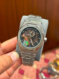 ROYAL OAK || SILVER CASE W/BLACK SKELETON DIAL
