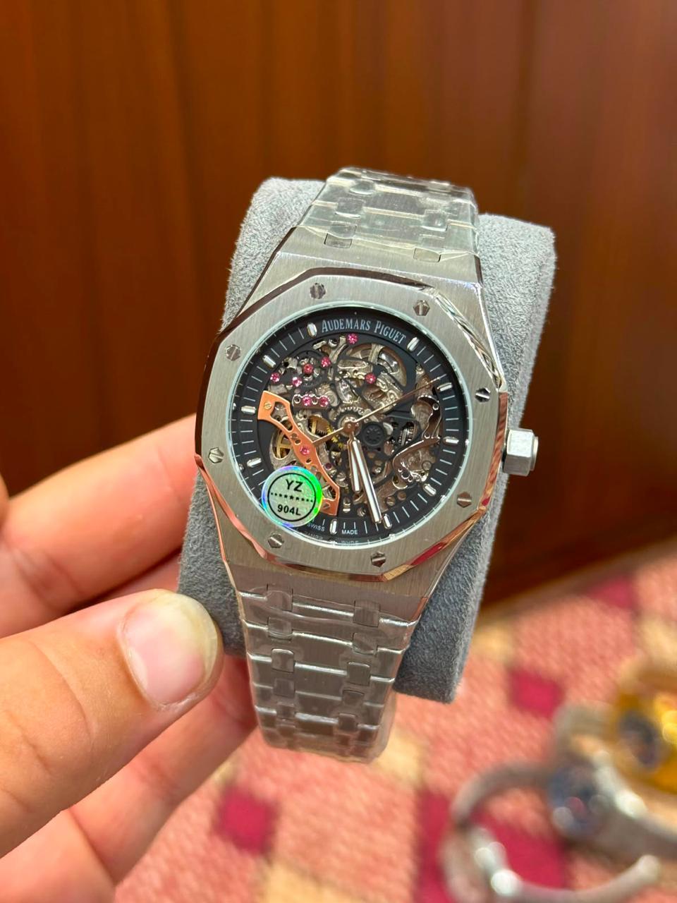 ROYAL OAK || SILVER CASE W/BLACK SKELETON DIAL